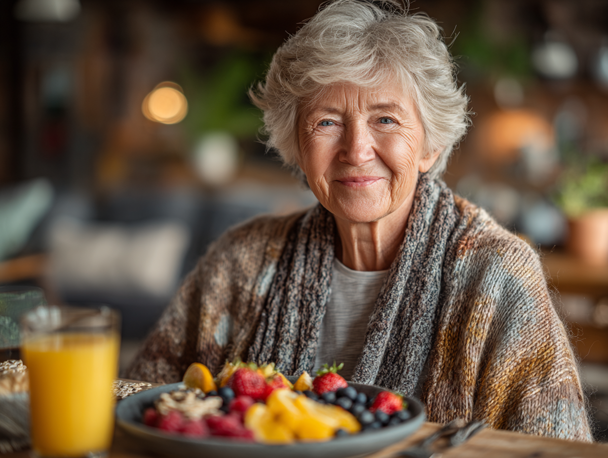 Професійний нутриціолог консультує клієнта старшого віку щодо здорового харчування
